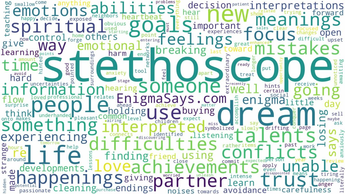 dream about stethoscope and related dreams with their meanings in a word cloud