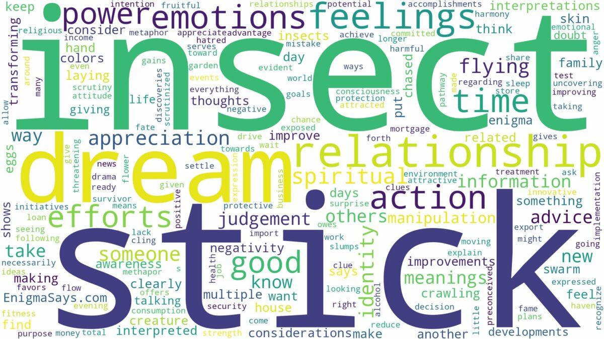 dream about stick insect and related dreams with their meanings in a word cloud