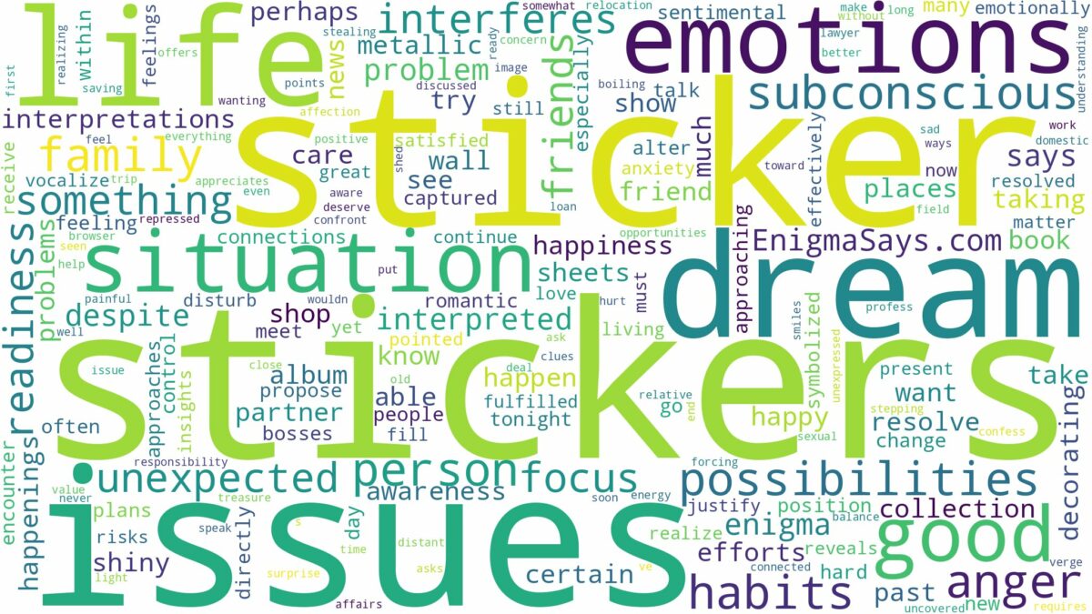 dreams about stickers and related dreams with their meanings in a word cloud