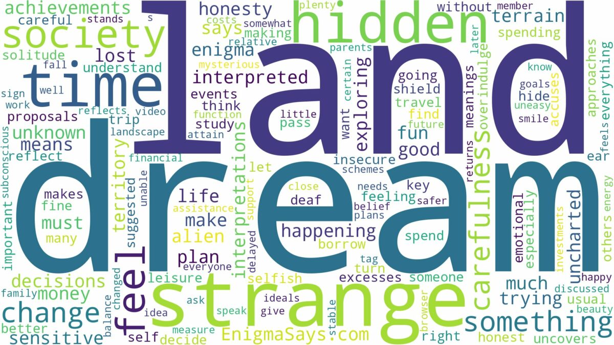 dream about strange land and related dreams with their meanings in a word cloud