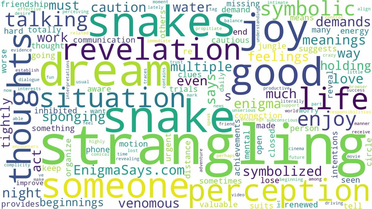 dream of strangling a snake and related dreams with their meanings in a word cloud