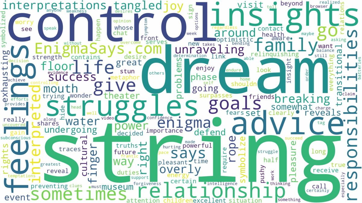 dream of string and related dreams with their meanings in a word cloud