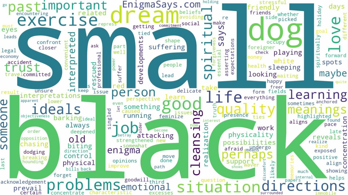 dream about a small black dog and related dreams with their meanings in a word cloud