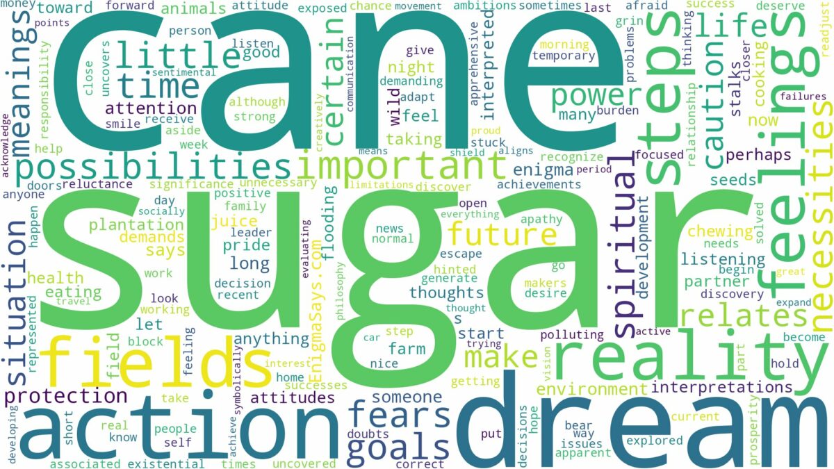 dream about sugar cane and related dreams with their meanings in a word cloud