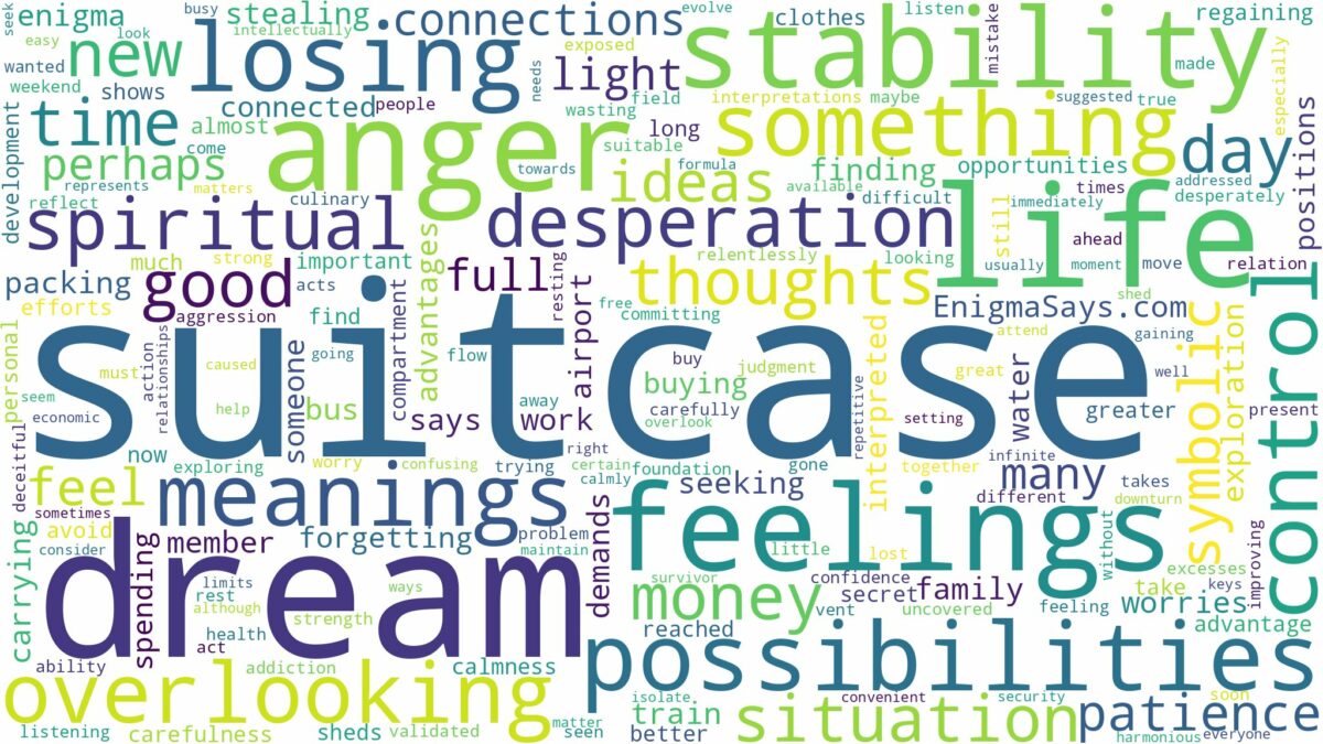 dream about suitcase and related dreams with their meanings in a word cloud