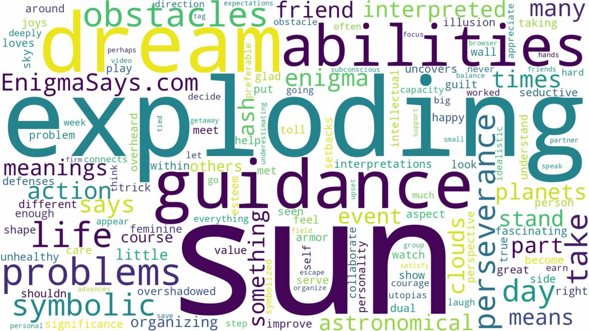 dreaming of sun exploding and related dreams with their meanings in a word cloud