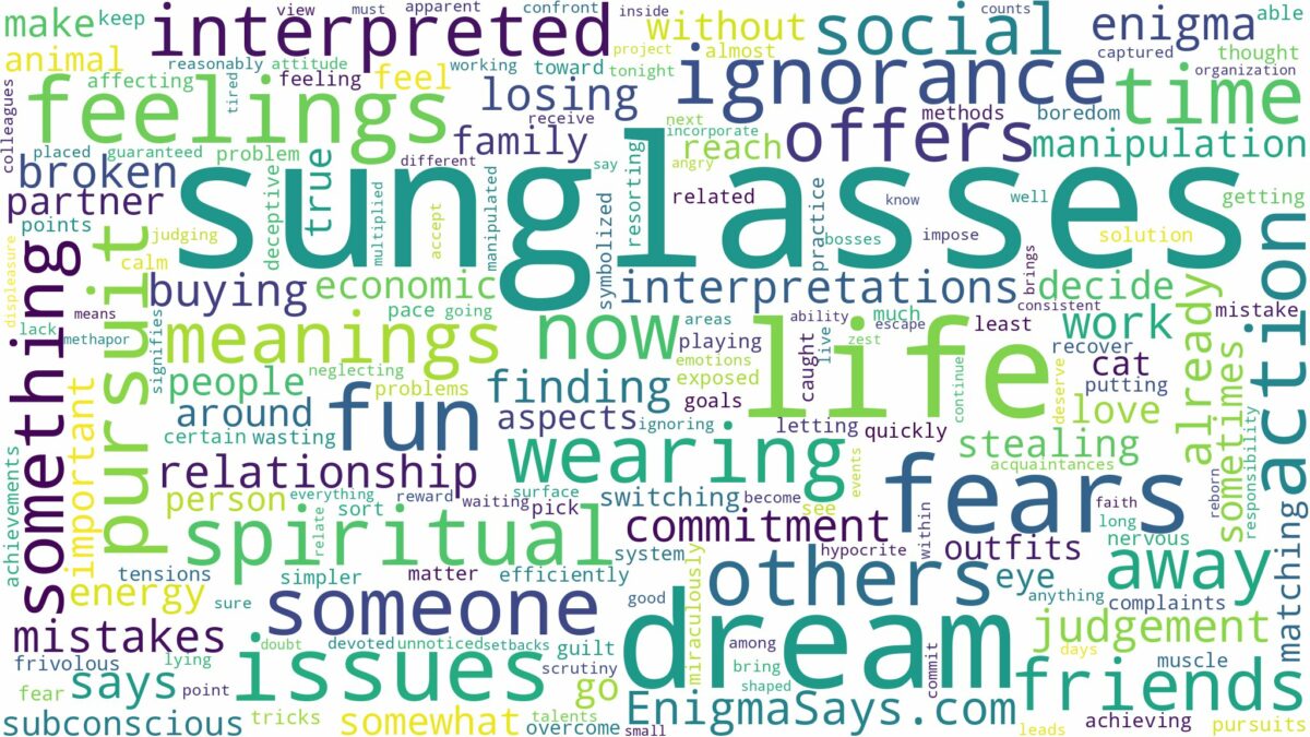 dreams about sunglasses and related dreams with their meanings in a word cloud