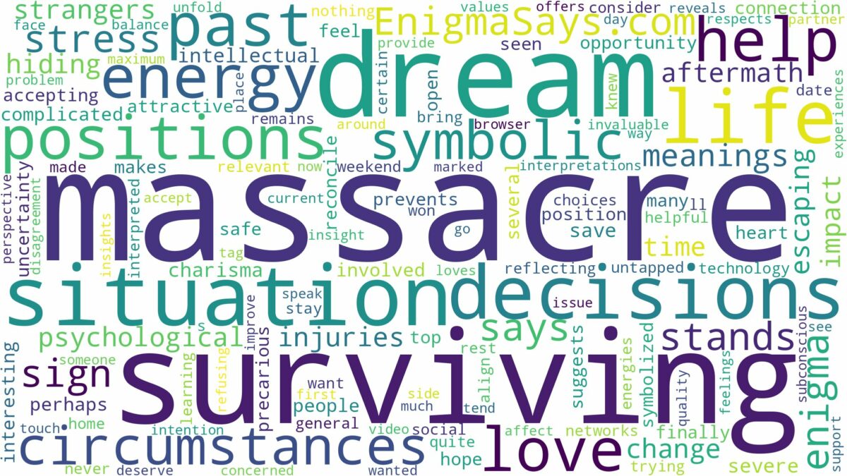 dream of surviving massacre and related dreams with their meanings in a word cloud