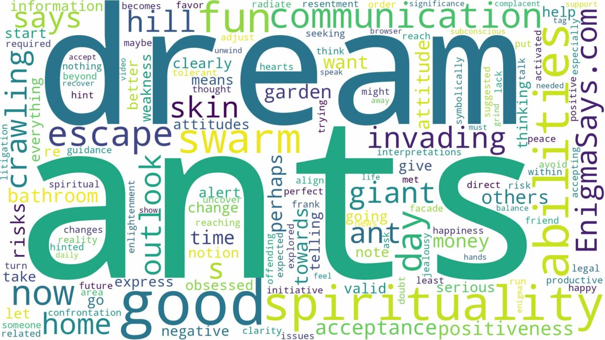 dream about swarm of ants and related dreams with their meanings in a word cloud