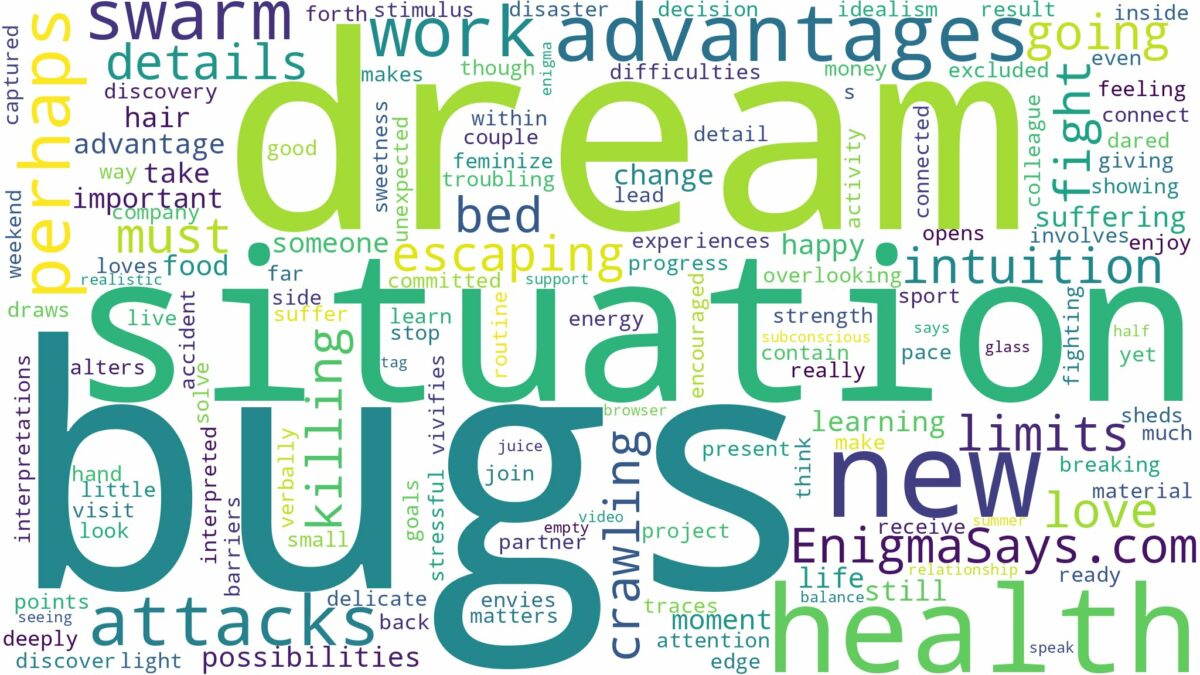 dream about swarm of bugs and related dreams with their meanings in a word cloud