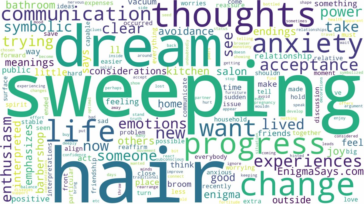 dream of sweeping hair and related dreams with their meanings in a word cloud