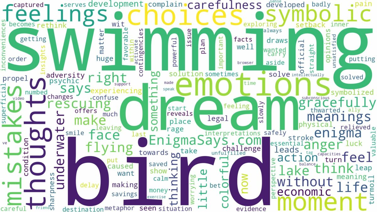 dream of swimming bird and related dreams with their meanings in a word cloud