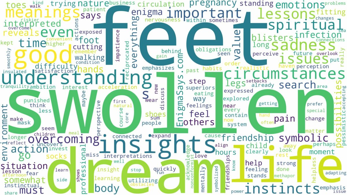 dream about swollen feet and related dreams with their meanings in a word cloud