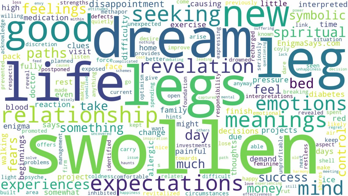 dream about swollen legs and related dreams with their meanings in a word cloud