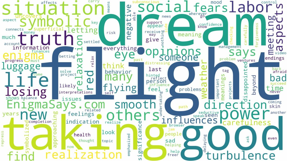 dream of taking a flight and related dreams with their meanings in a word cloud