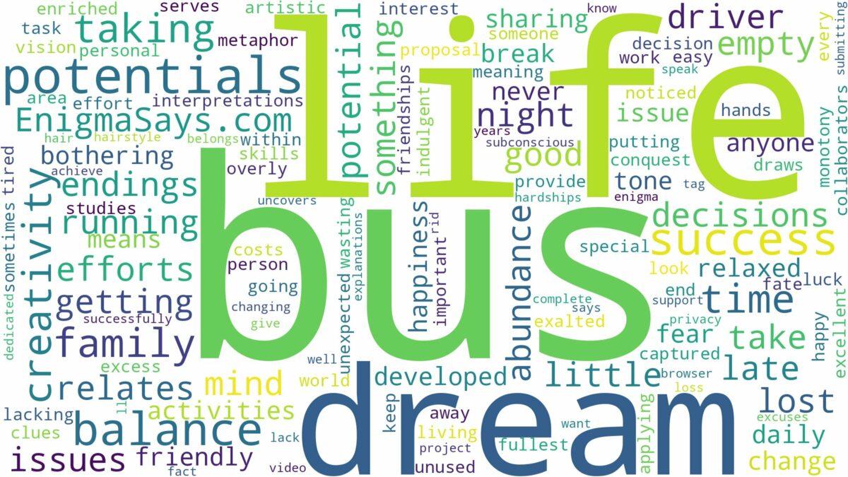 dream of taking bus and related dreams with their meanings in a word cloud