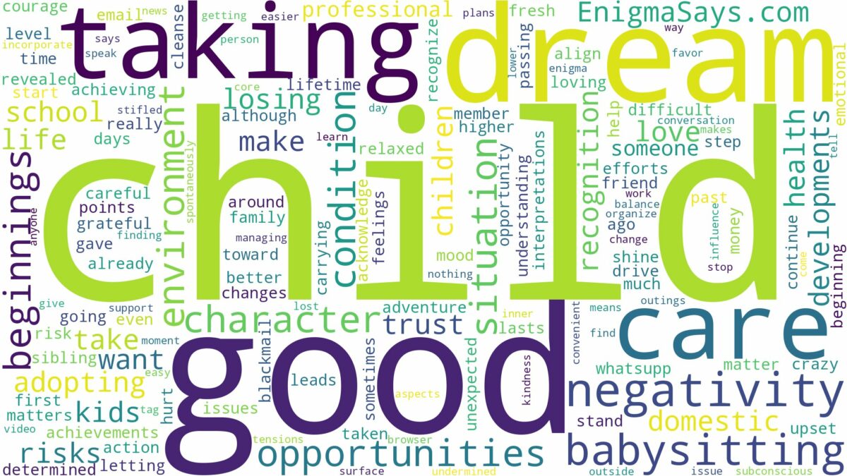 dreaming of taking care of a child and related dreams with their meanings in a word cloud