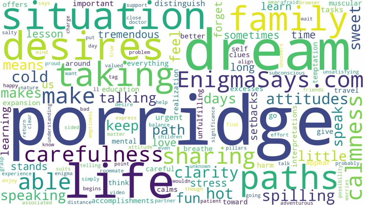 dream of taking porridge and related dreams with their meanings in a word cloud