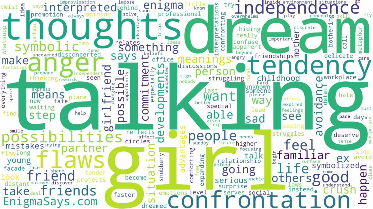 dream of talking to a girl and related dreams with their meanings in a word cloud