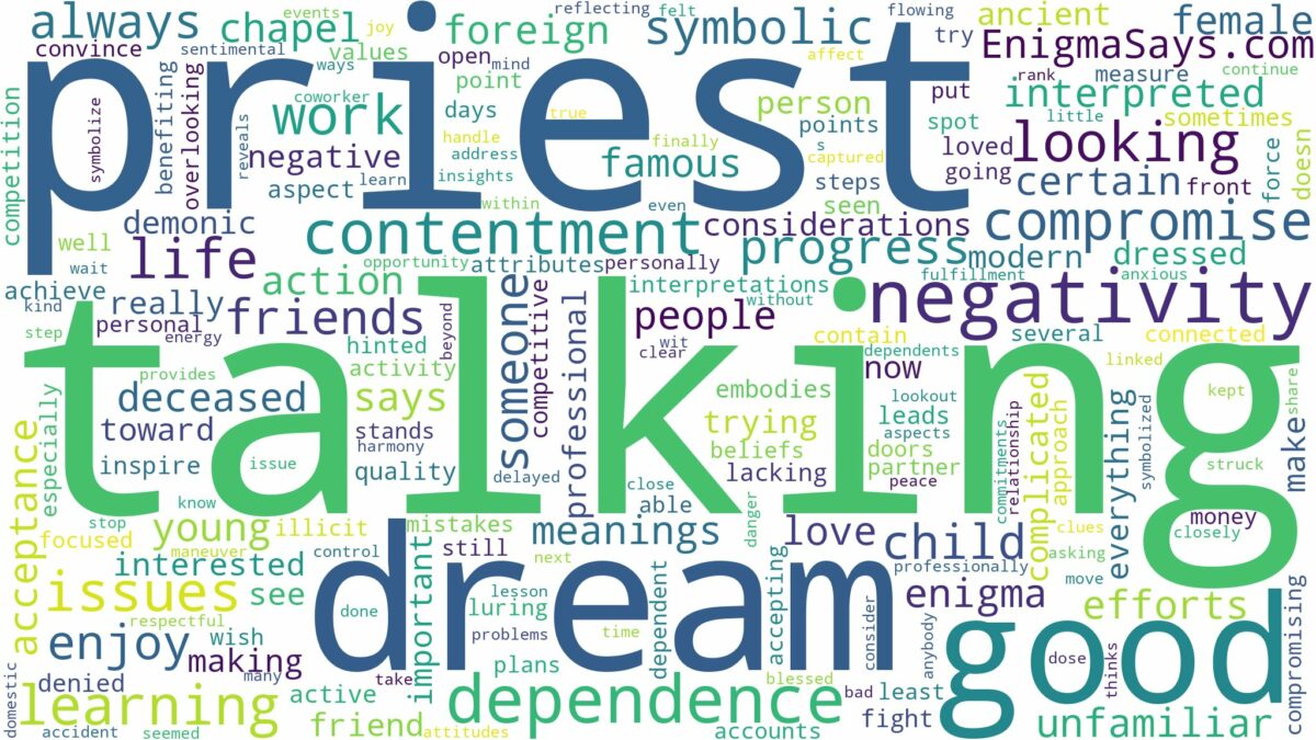 dream of talking to a priest and related dreams with their meanings in a word cloud