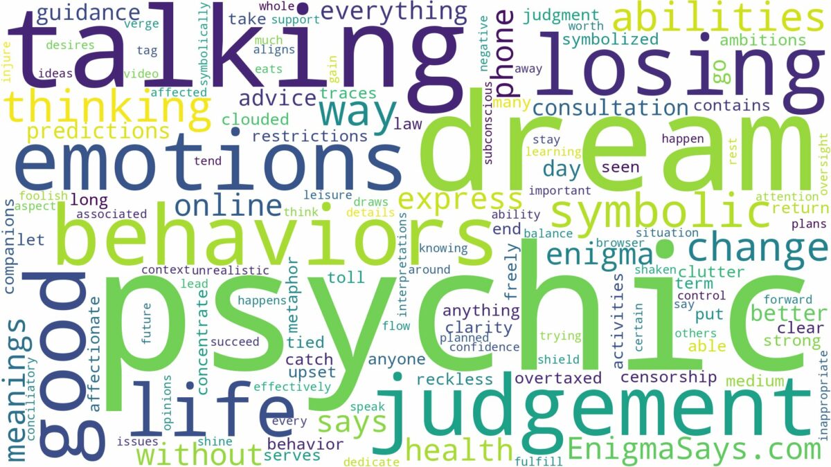 dream of talking to a psychic and related dreams with their meanings in a word cloud