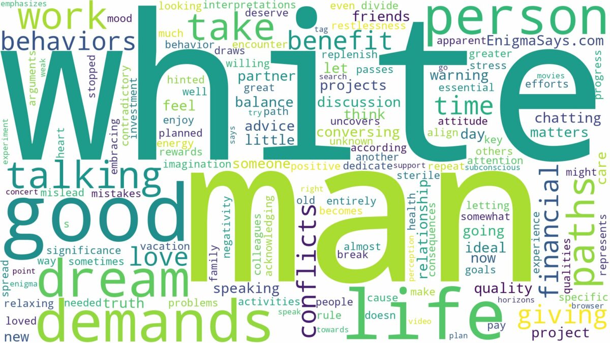 dreaming of talking to a white man and related dreams with their meanings in a word cloud