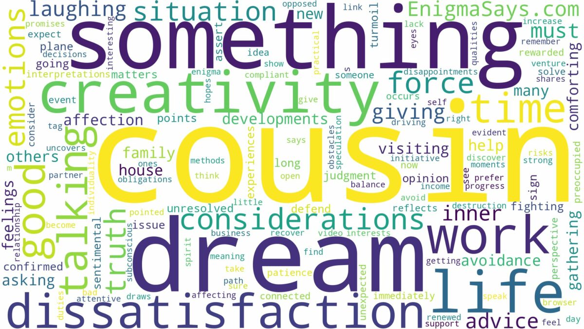 dream of talking to cousin and related dreams with their meanings in a word cloud