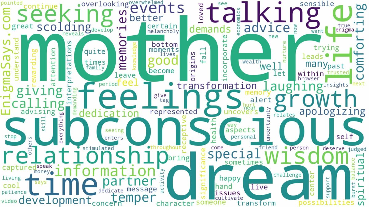 dream of talking to your mother and related dreams with their meanings in a word cloud