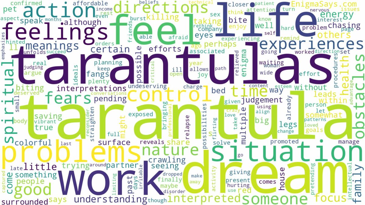 dream about tarantula and related dreams with their meanings in a word cloud