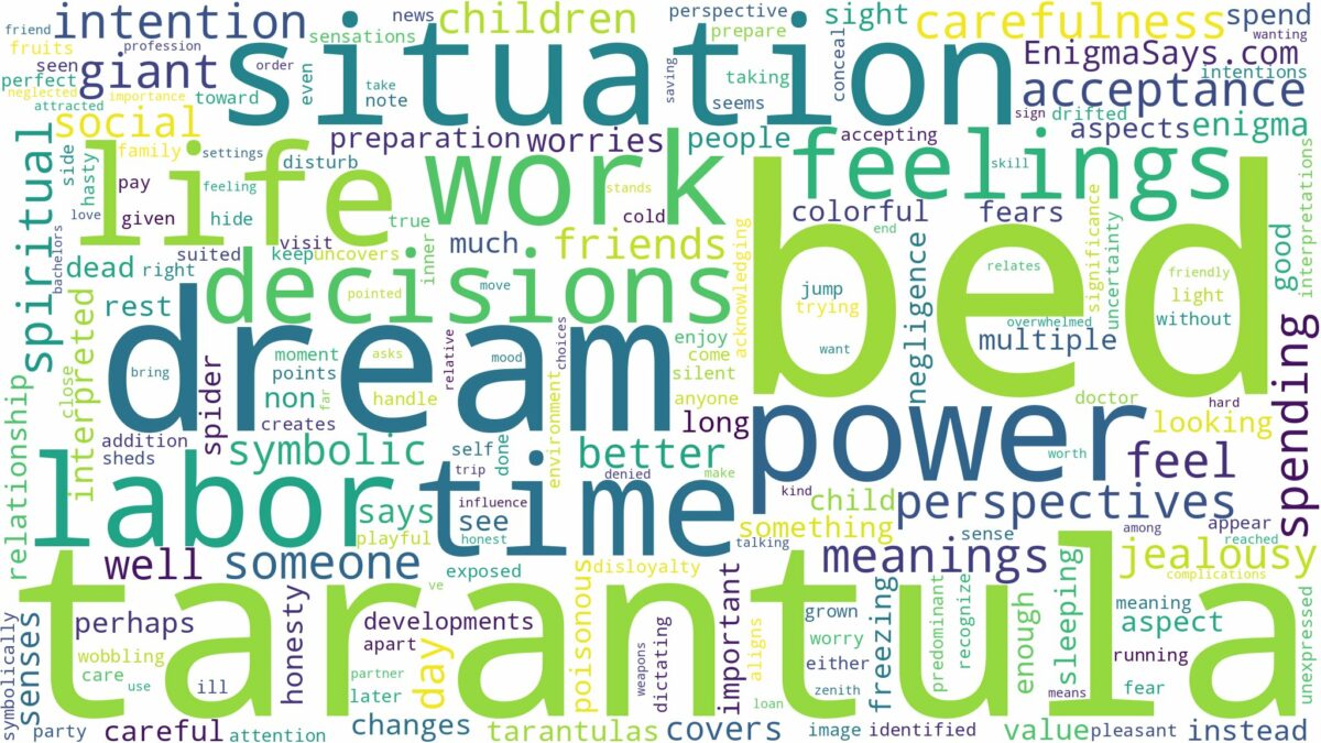 dream about tarantula in bed and related dreams with their meanings in a word cloud