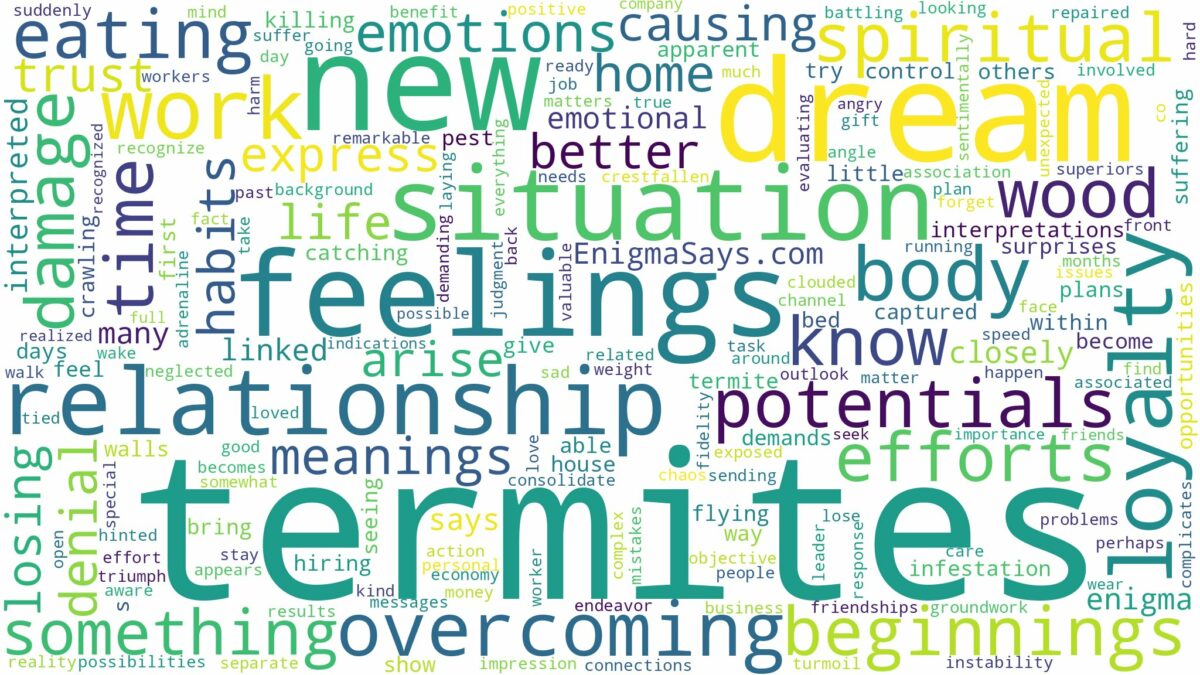 dreams about termites and related dreams with their meanings in a word cloud