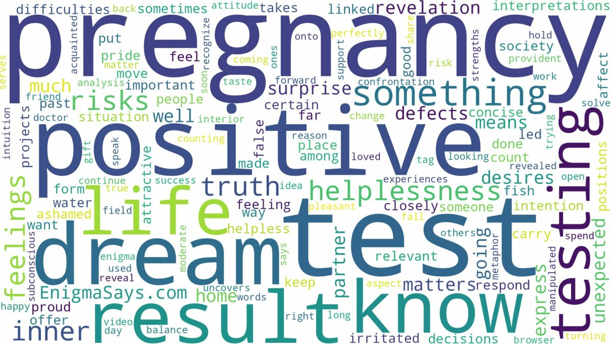 dreaming of testing positive for pregnancy and related dreams with their meanings in a word cloud