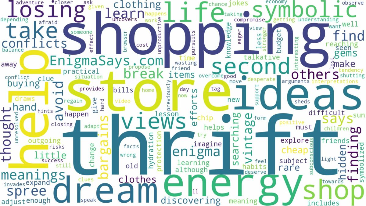 dreaming of thrift shopping and related dreams with their meanings in a word cloud