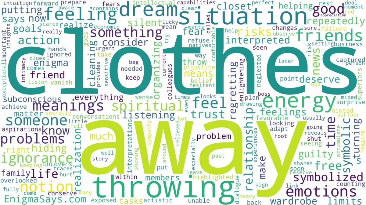 dreaming of throwing away clothes and related dreams with their meanings in a word cloud