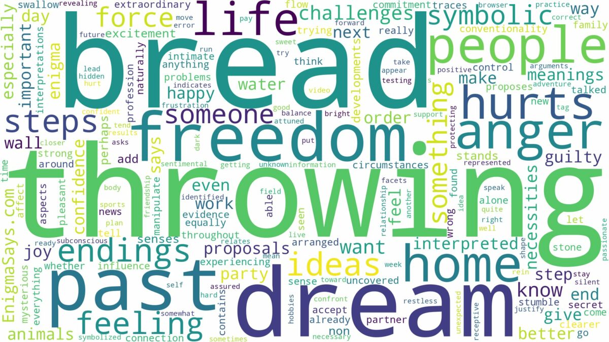 dream of throwing bread and related dreams with their meanings in a word cloud