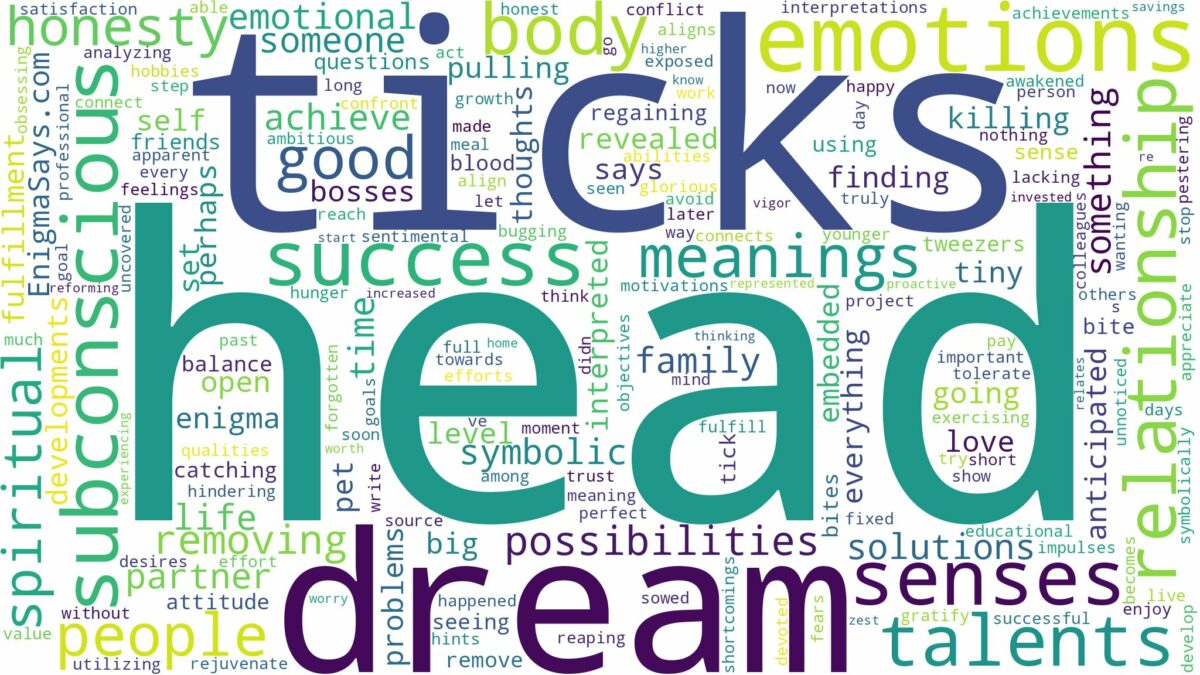 dreams about ticks on head and related dreams with their meanings in a word cloud