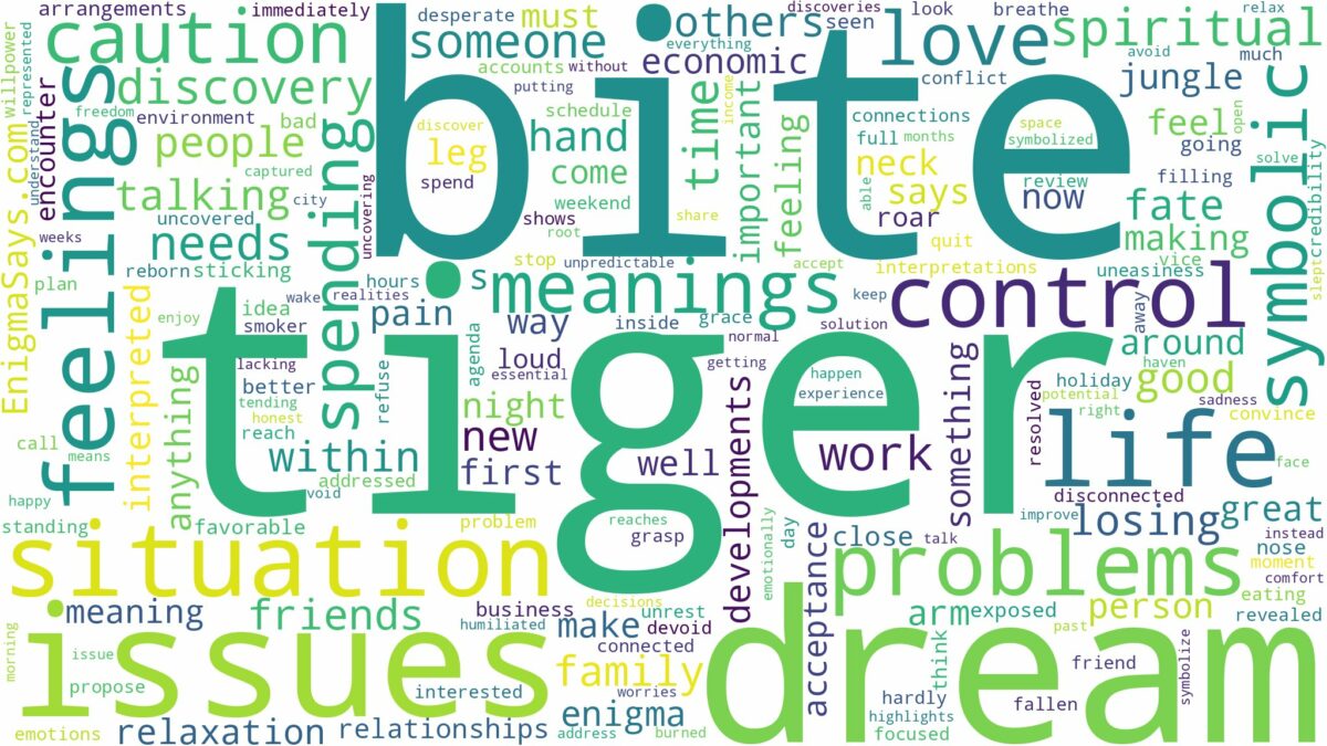 dream about tiger bite you and related dreams with their meanings in a word cloud