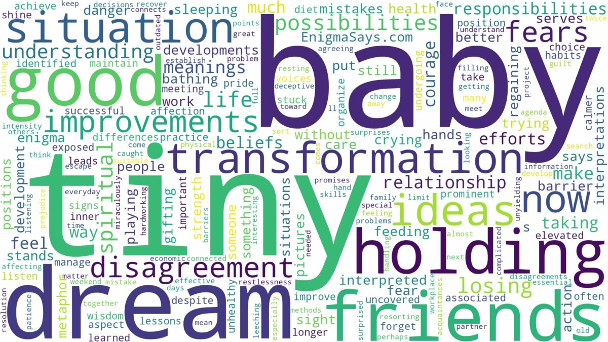 dream about tiny baby and related dreams with their meanings in a word cloud