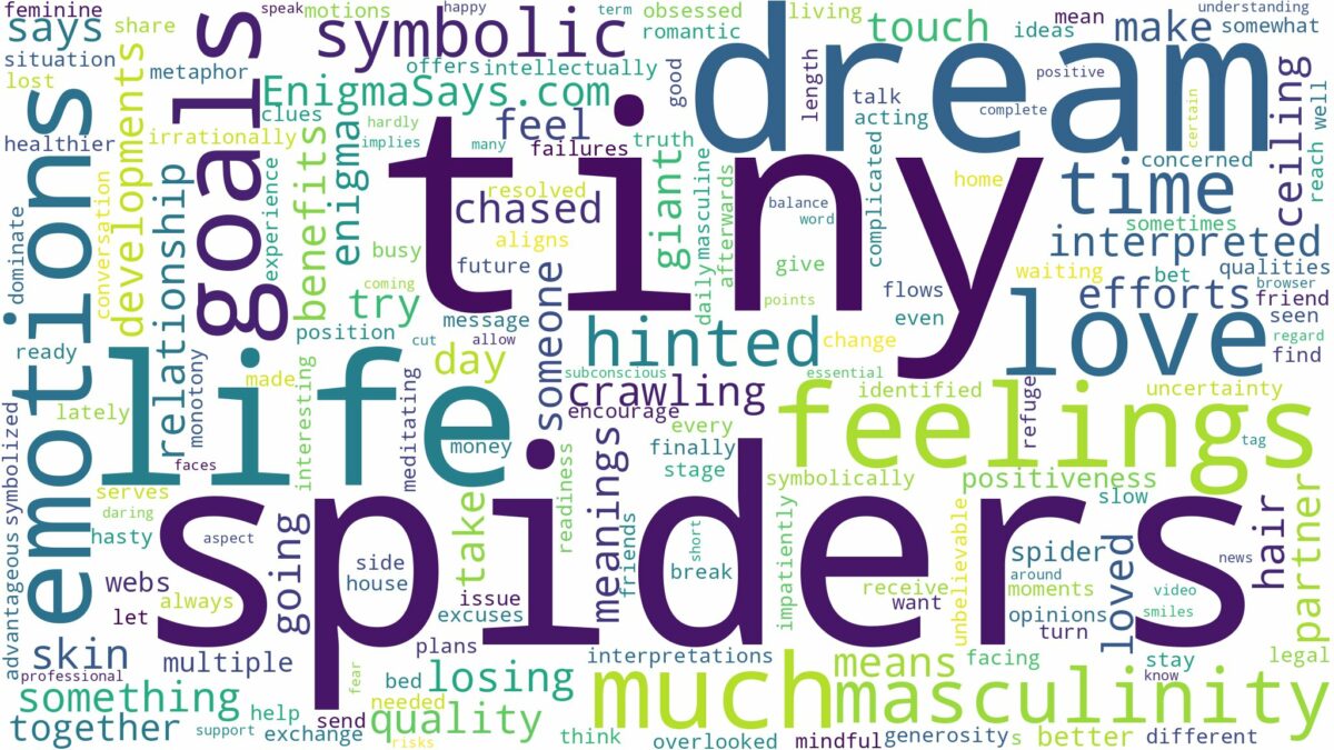 dream about tiny spiders and related dreams with their meanings in a word cloud