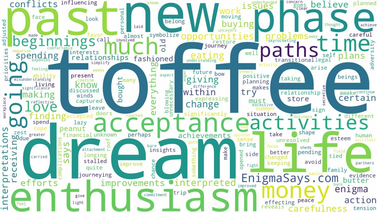 dream about toffee and related dreams with their meanings in a word cloud