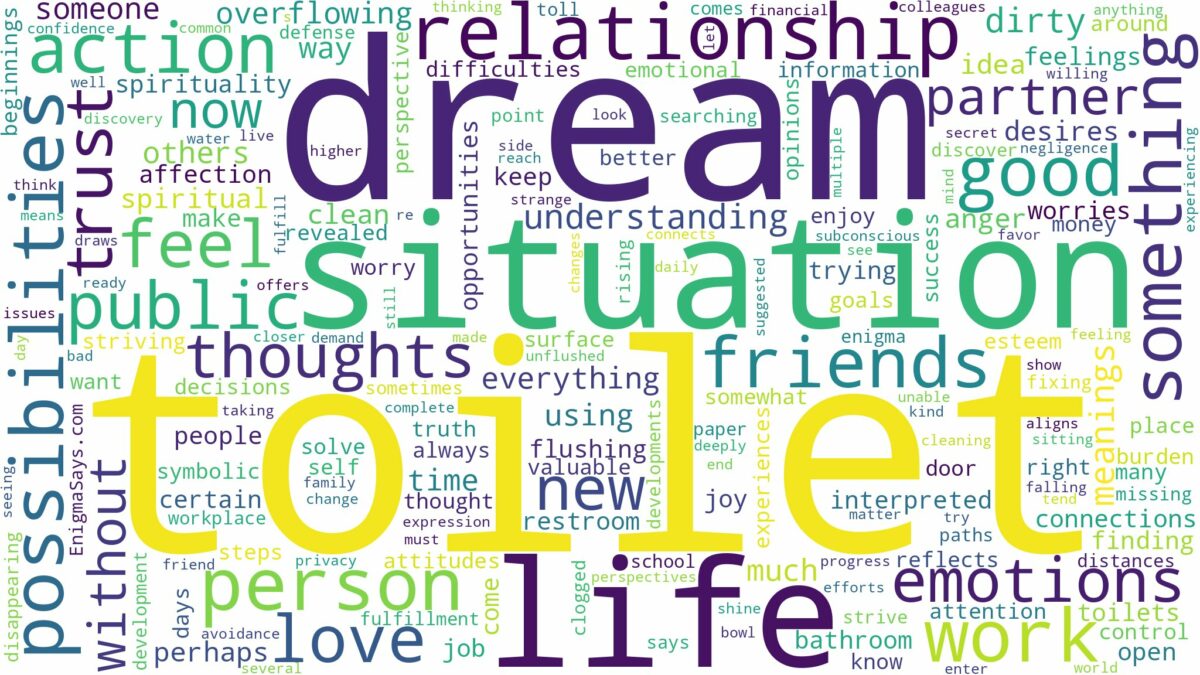 dream about toilet and related dreams with their meanings in a word cloud