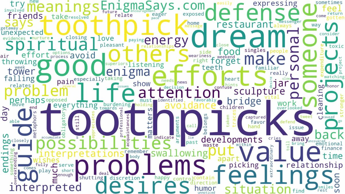 dreams about toothpicks and related dreams with their meanings in a word cloud