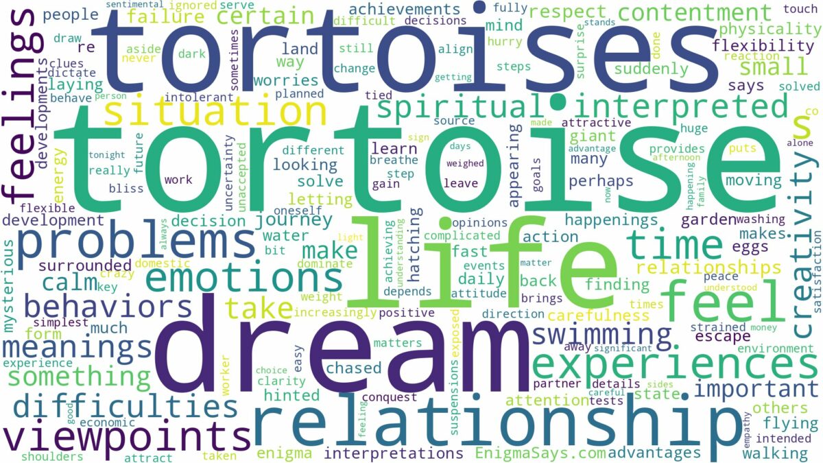 dream about tortoise and related dreams with their meanings in a word cloud