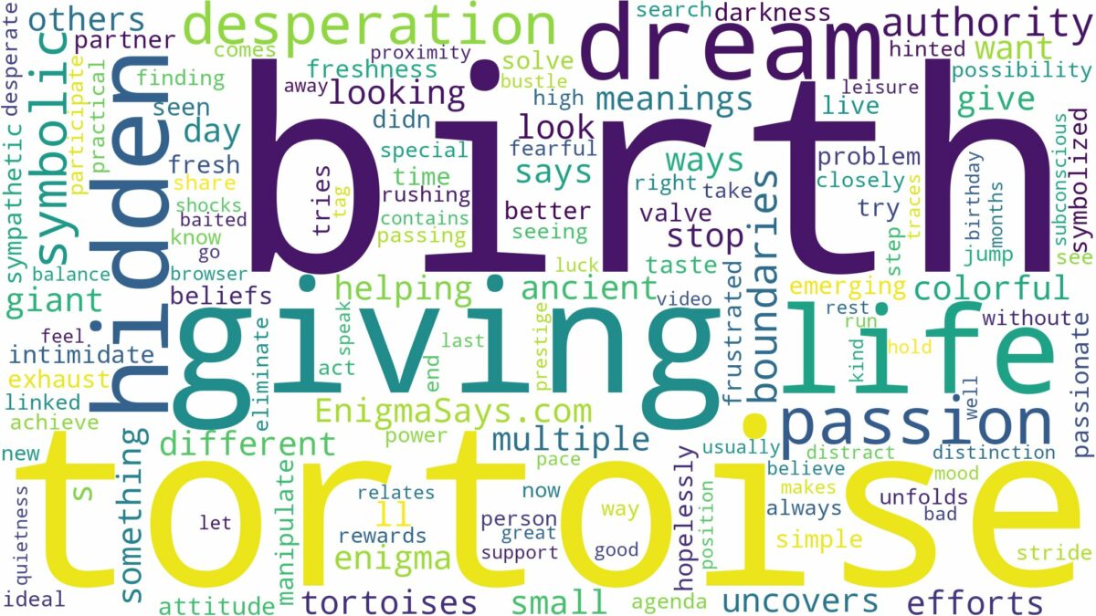 dreaming about tortoise giving birth and related dreams with their meanings in a word cloud