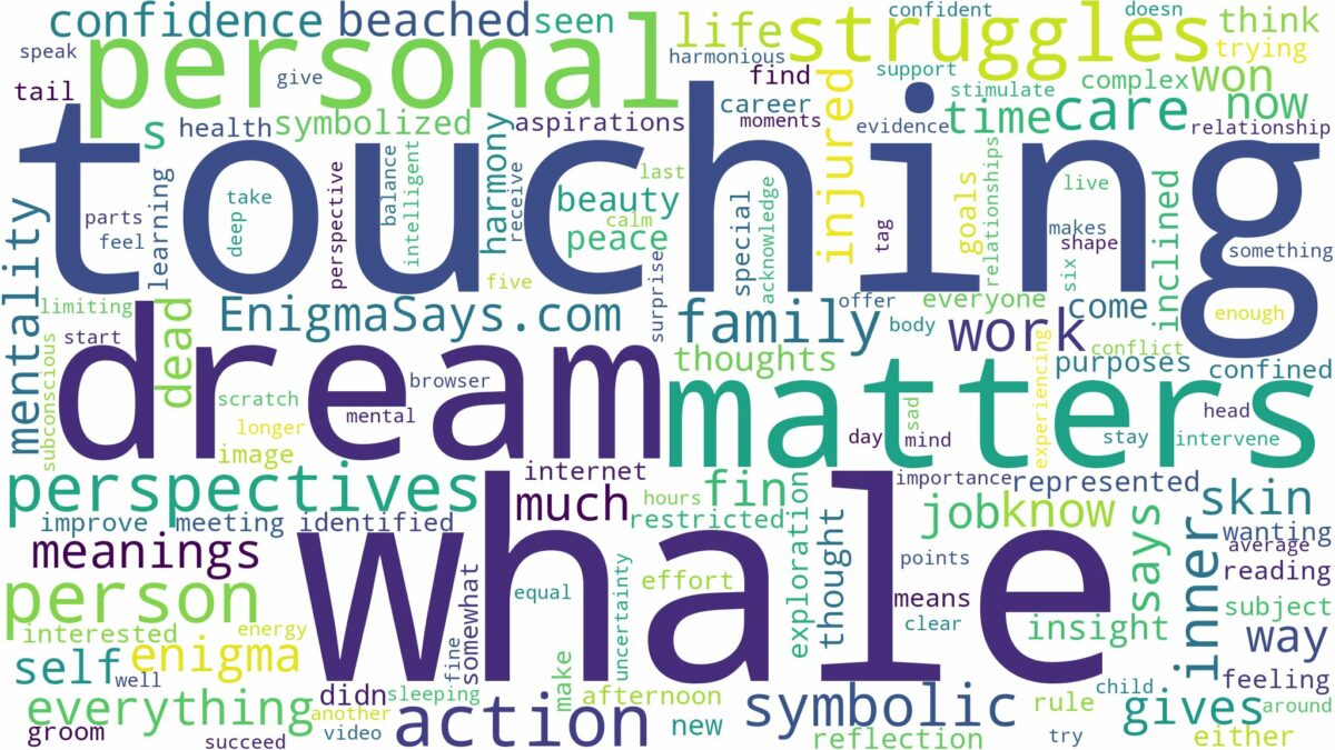 dream of touching a whale and related dreams with their meanings in a word cloud