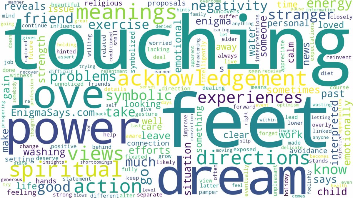 dream of touching feet and related dreams with their meanings in a word cloud