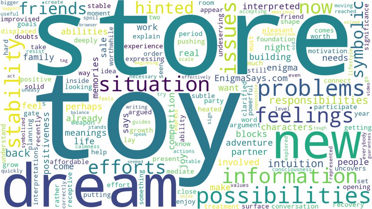 dream about toy store and related dreams with their meanings in a word cloud