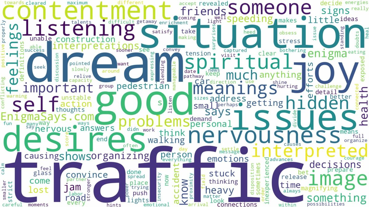 dream about traffic and related dreams with their meanings in a word cloud