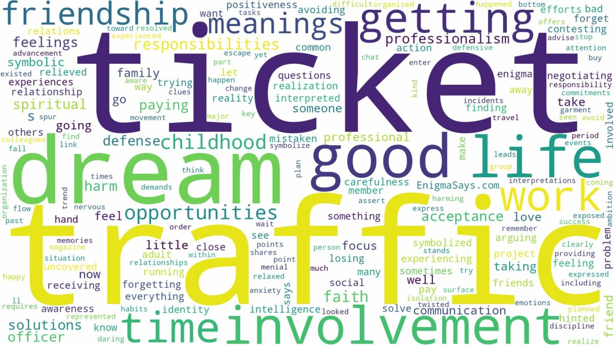 dream about traffic ticket and related dreams with their meanings in a word cloud