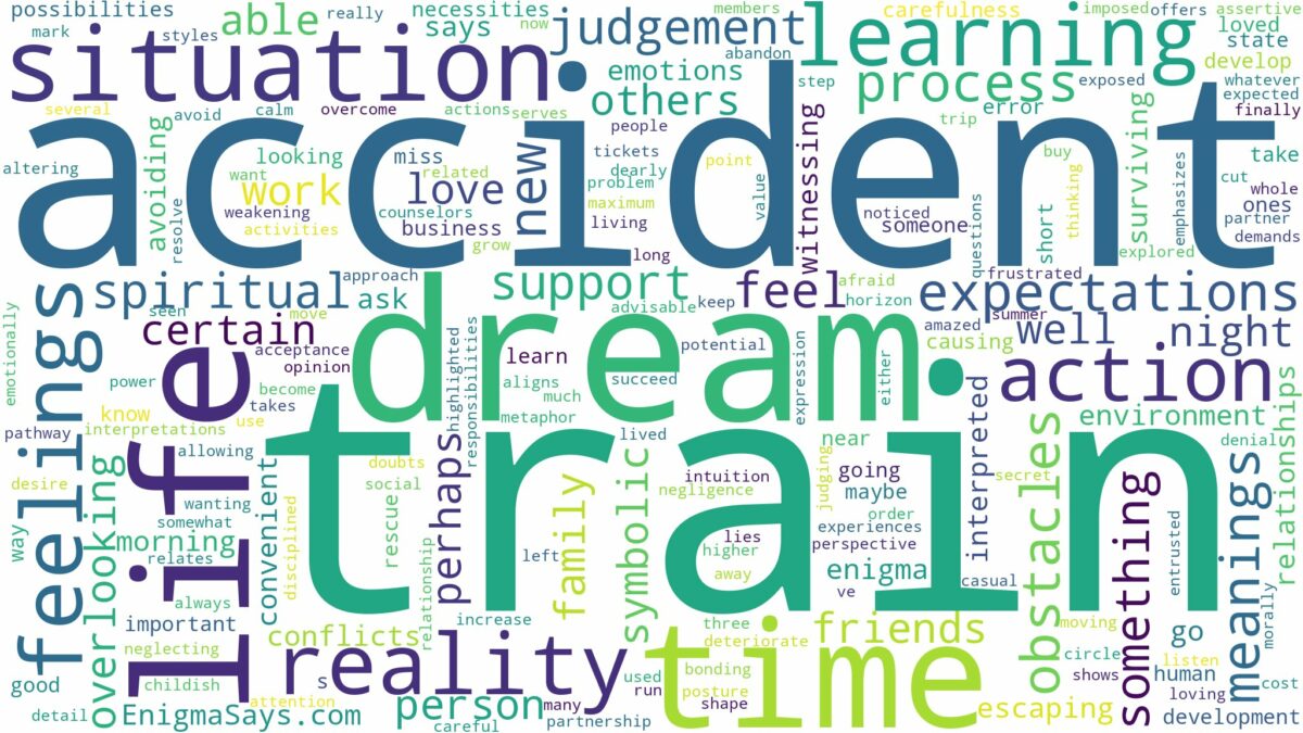 dream about train accident and related dreams with their meanings in a word cloud